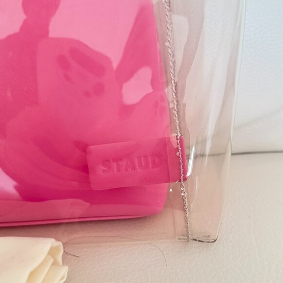 NWT STAUD SHIRLEY BAG TOTE WITH POUCH CLEAR PINK - Picture 3 of 8